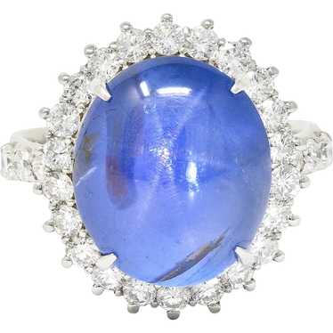 Contemporary 15.65 CTW Star Sapphire Diamond Plat… - image 1