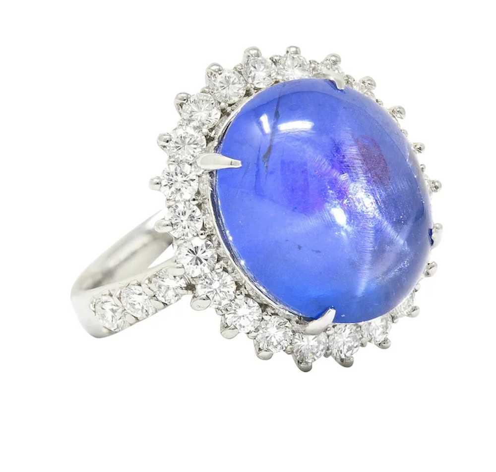 Contemporary 15.65 CTW Star Sapphire Diamond Plat… - image 2
