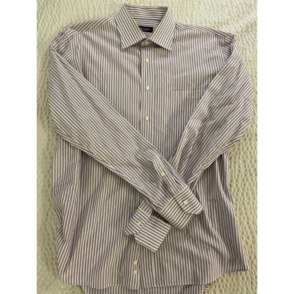 Canali Purple Shirting Stripe Spread Collar Shirt… - image 2
