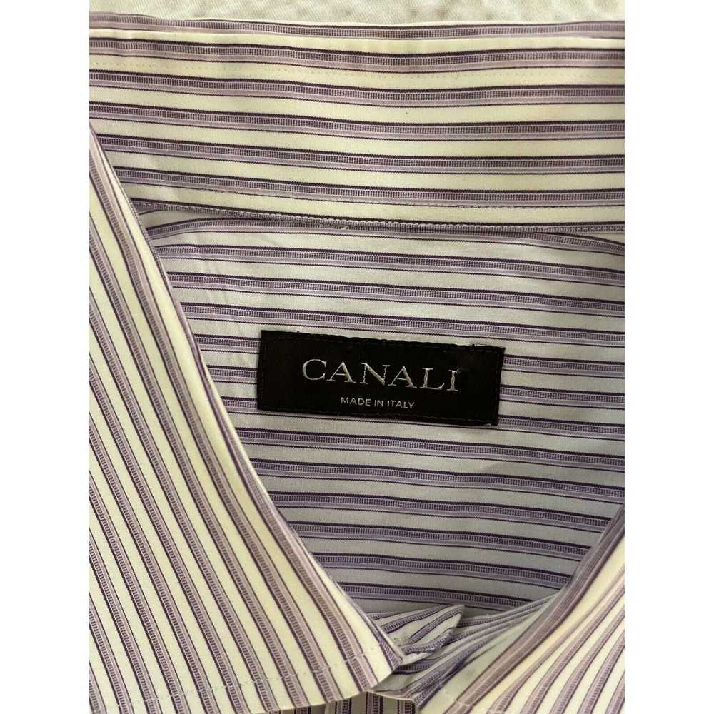 Canali Purple Shirting Stripe Spread Collar Shirt… - image 5