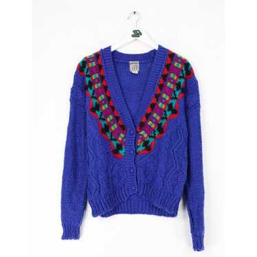 Vintage Vintage Ivy Hand Knit Cardigan Sweater Wo… - image 1