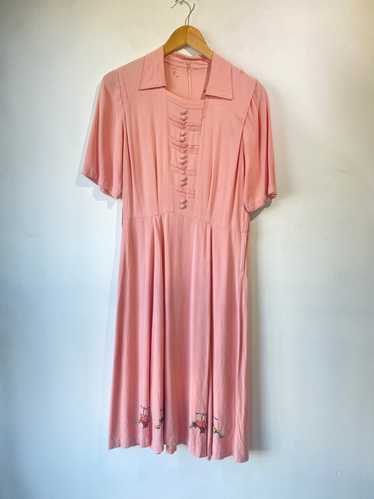 Vintage Pink Embroidered Dress