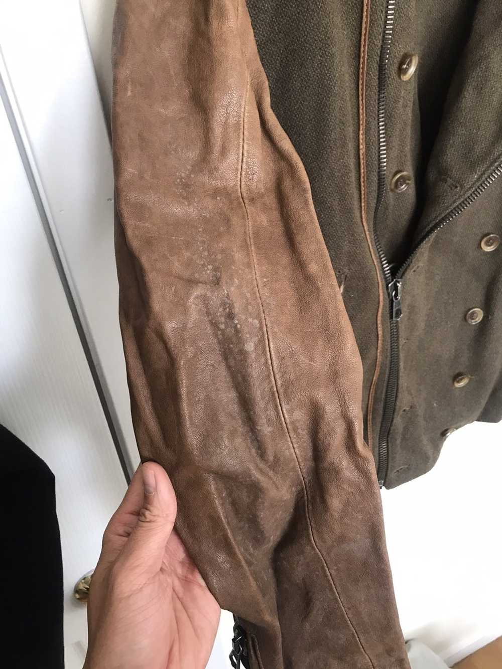 Diesel Black Gold Olive/Brown Leather Moto Jacket - image 3