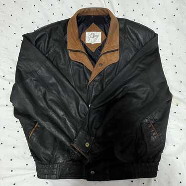 Leather Jacket × Remy × Vintage Black and Brown L… - image 1