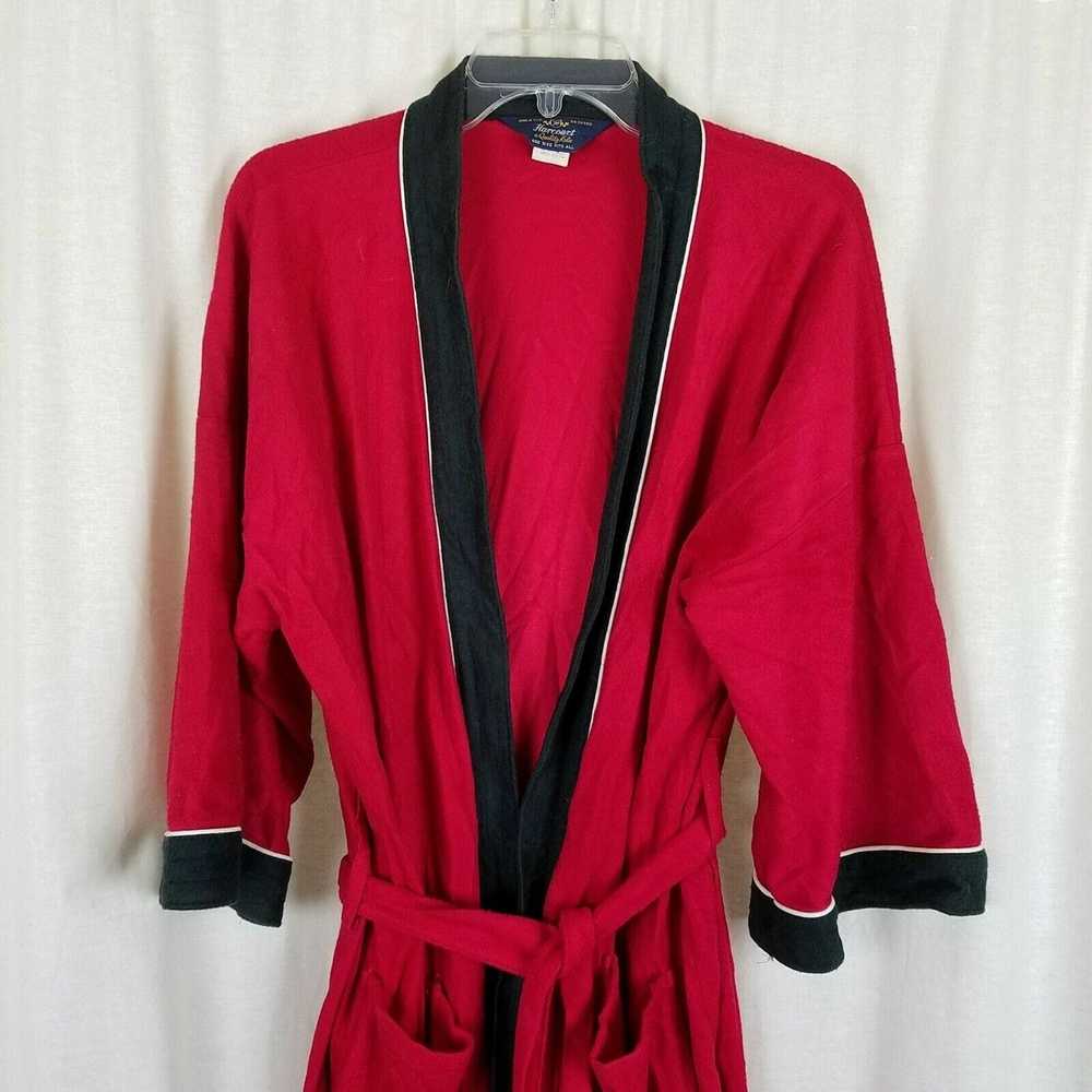 Vintage Harcourt Red & Black Velour Wrap Bath Rob… - image 3