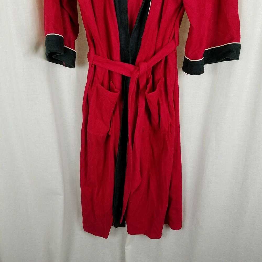 Vintage Harcourt Red & Black Velour Wrap Bath Rob… - image 4