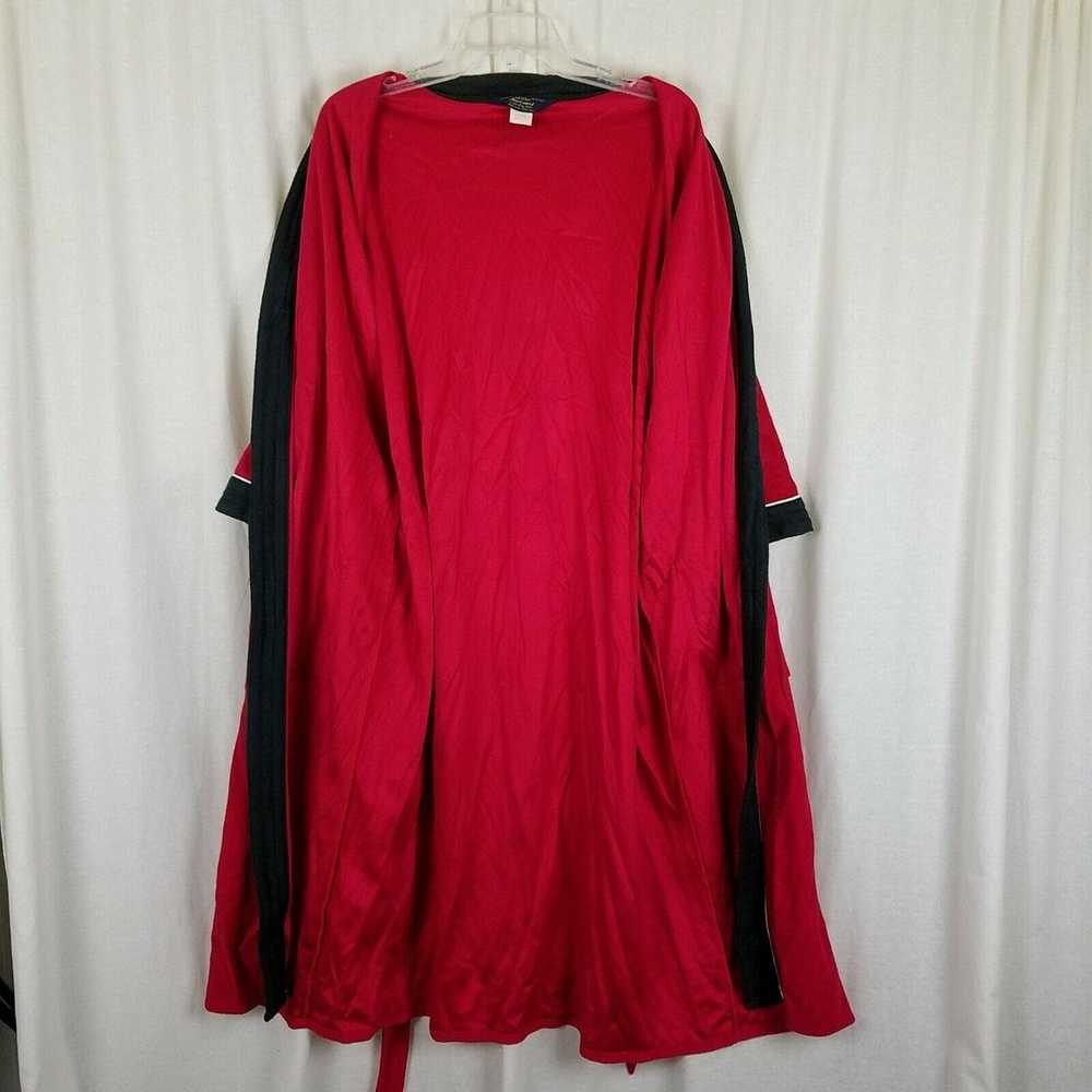 Vintage Harcourt Red & Black Velour Wrap Bath Rob… - image 8