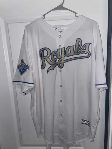 Kansas City KC Royals Hawaiian shirt SGA Floral Bat Size Medium Blue EUC MLB