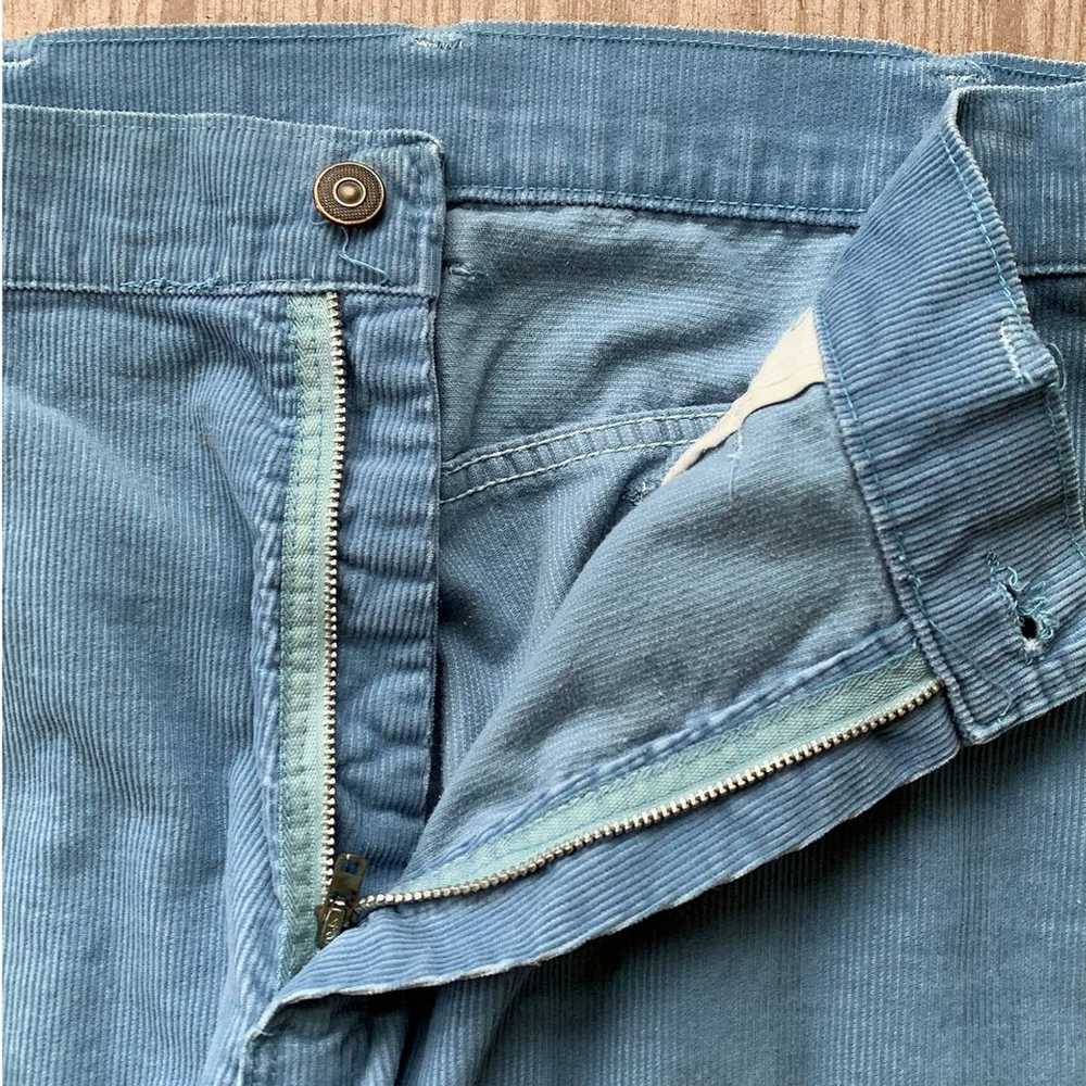 Vintage 1970s Faded Baby Blue Corduroy Pants - image 3