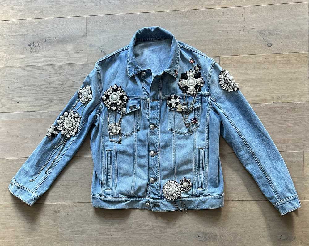 Balmain Embellished Denim Jacket - image 1