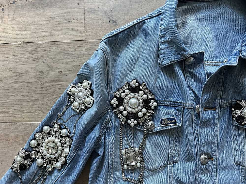 Balmain Embellished Denim Jacket - image 4