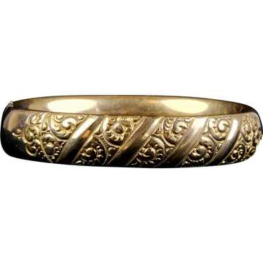 Victorian Wide Gold Filled Bangle Bracelet Chasing