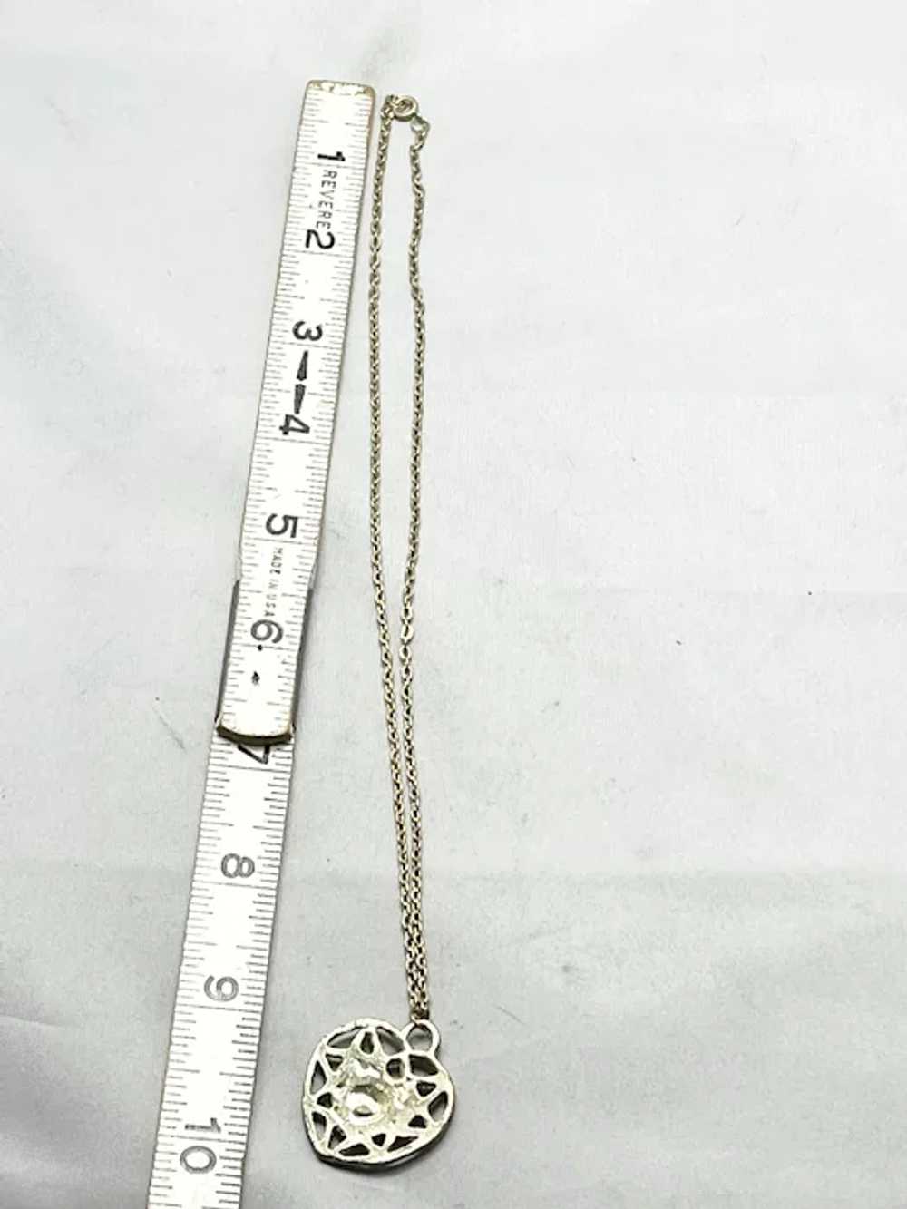 Vintage Black Enamel Heart Necklace - image 5