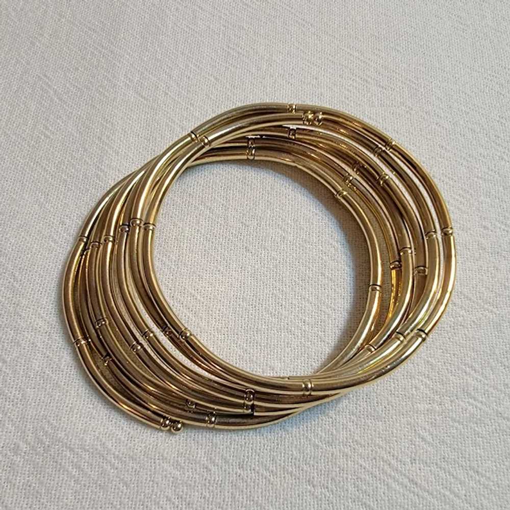 Goldtone stacked stretch bracelet - image 4