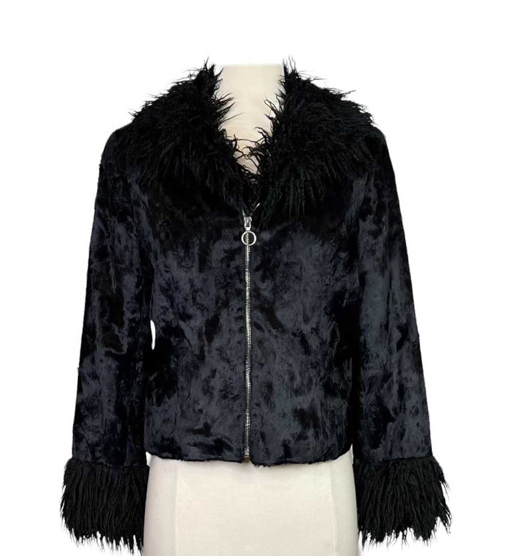 Agnes B. 🔥VTG 90S CRUSHED VELVET FAUX FUR JACKETS - image 1