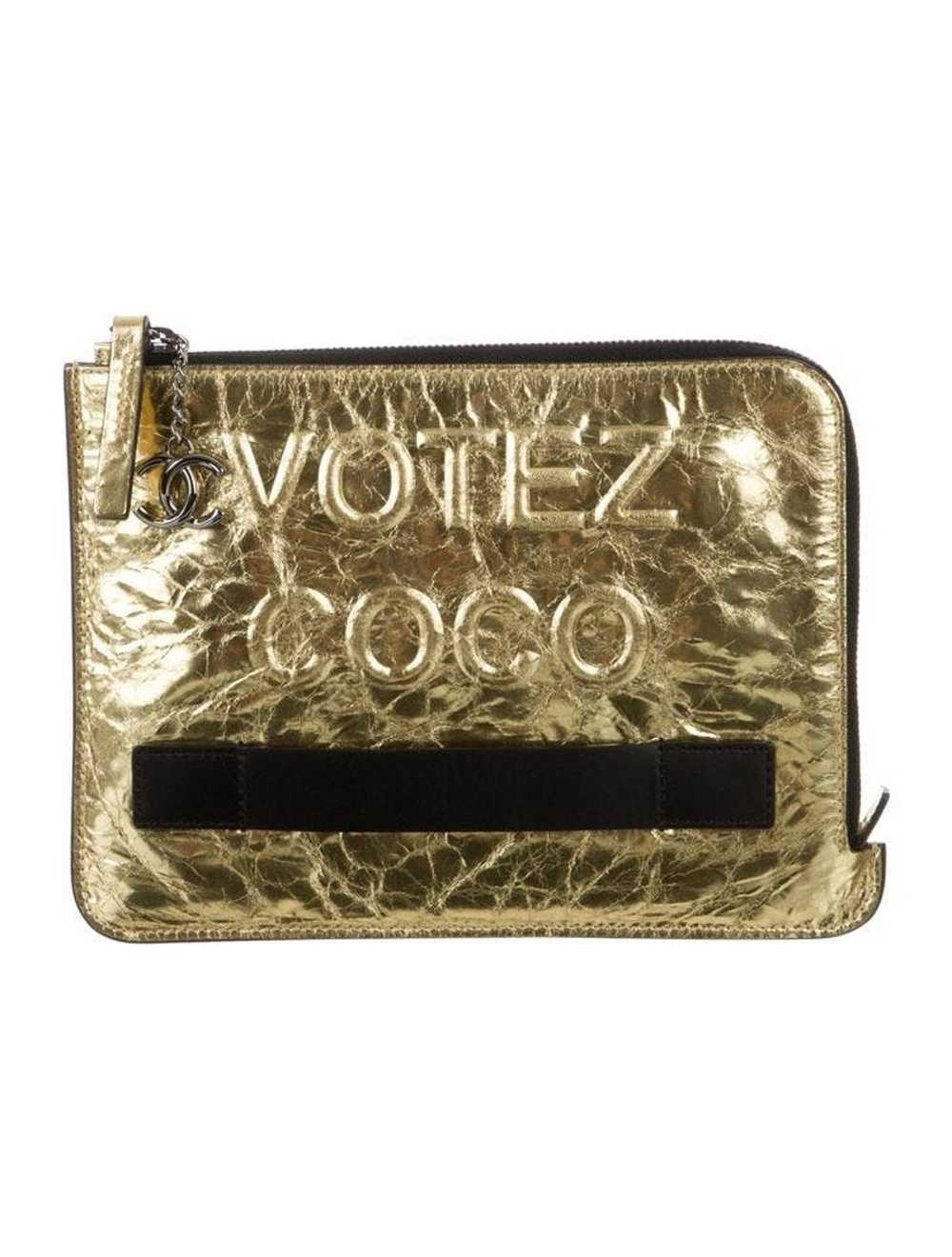 Chanel Chanel Votez Coco Gold O-Case Zip Clutch 9… - image 1