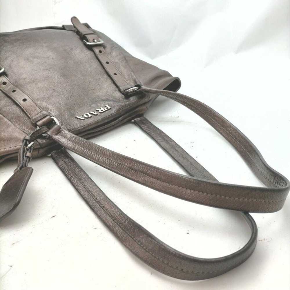 Prada Prada Brown Leather Shopper Tote Bag 863019 - image 10