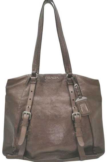 Prada Prada Brown Leather Shopper Tote Bag 863019 - image 1