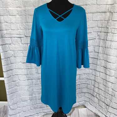 Other ANA Shift dress w/bell sleeves blue size sm… - image 1