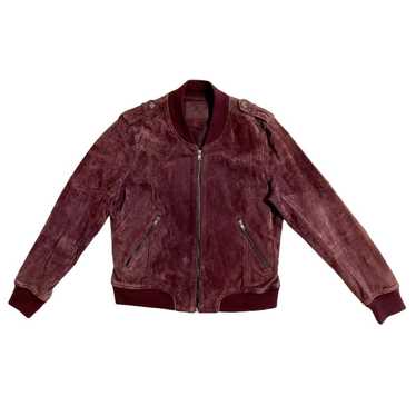 Blank Nyc BLANKNYC Burgundy Suede Leather Bomber … - image 1