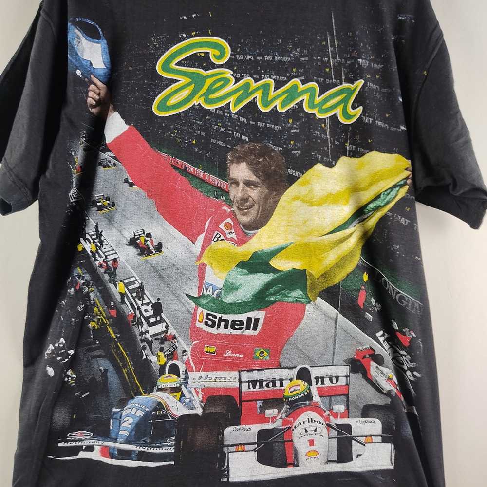 Racing × Rap Tees × Vintage 90s Ayrton Senna Full… - image 2
