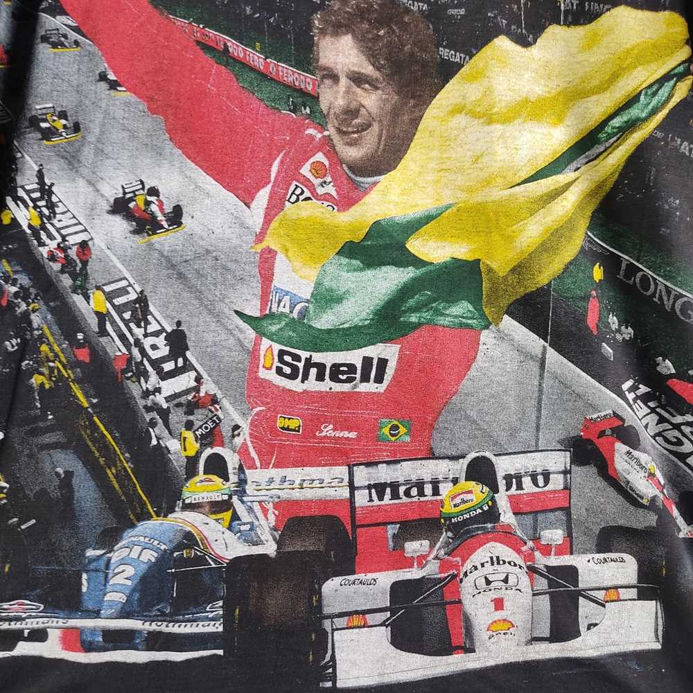 Racing × Rap Tees × Vintage 90s Ayrton Senna Full… - image 3