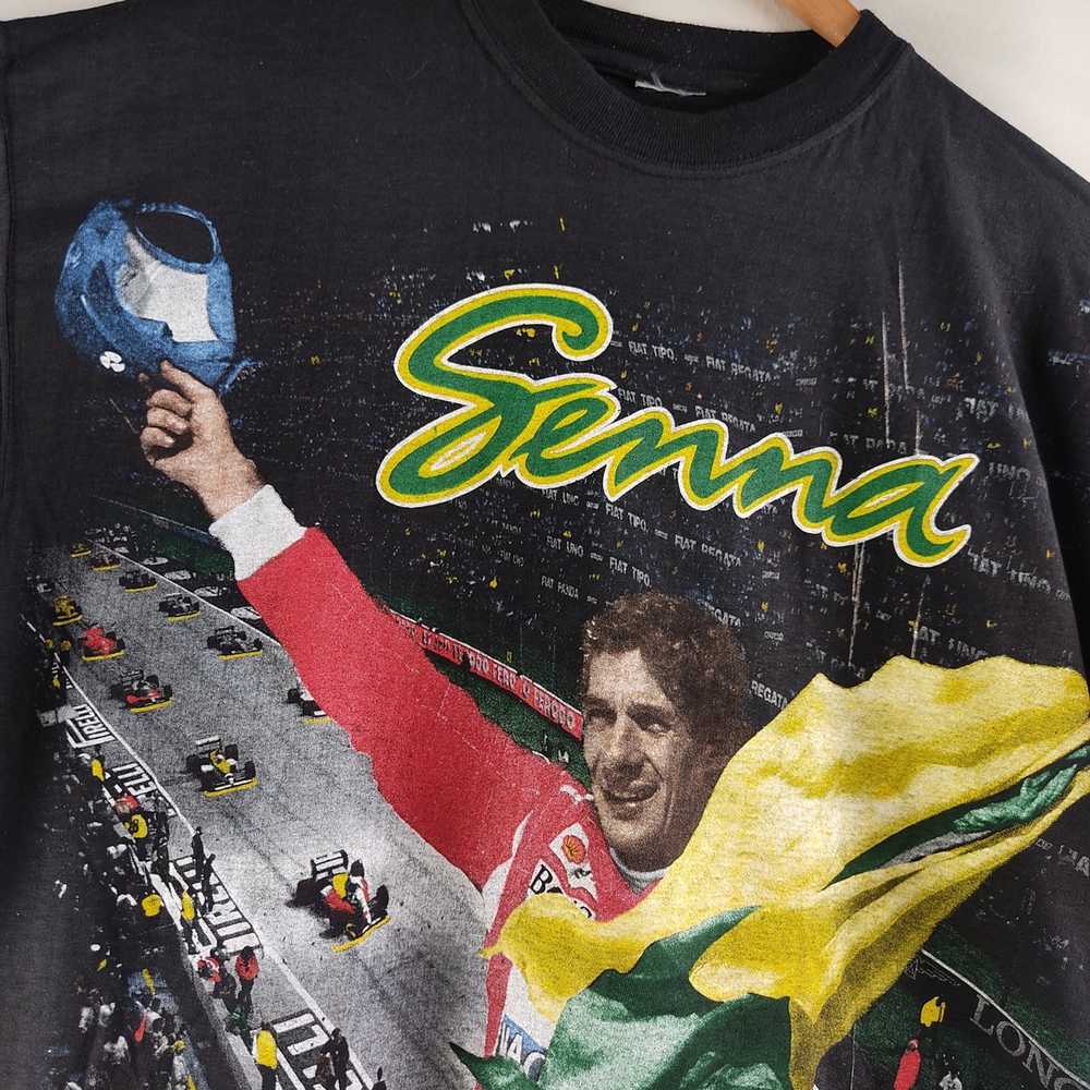 Racing × Rap Tees × Vintage 90s Ayrton Senna Full… - image 4