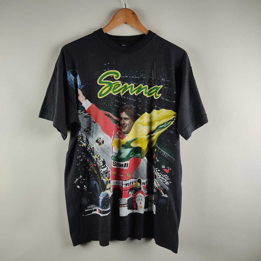 Racing × Rap Tees × Vintage 90s Ayrton Senna Full… - image 8