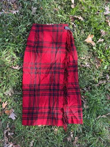 Eddie Bauer Red and black tartan blanket skirt