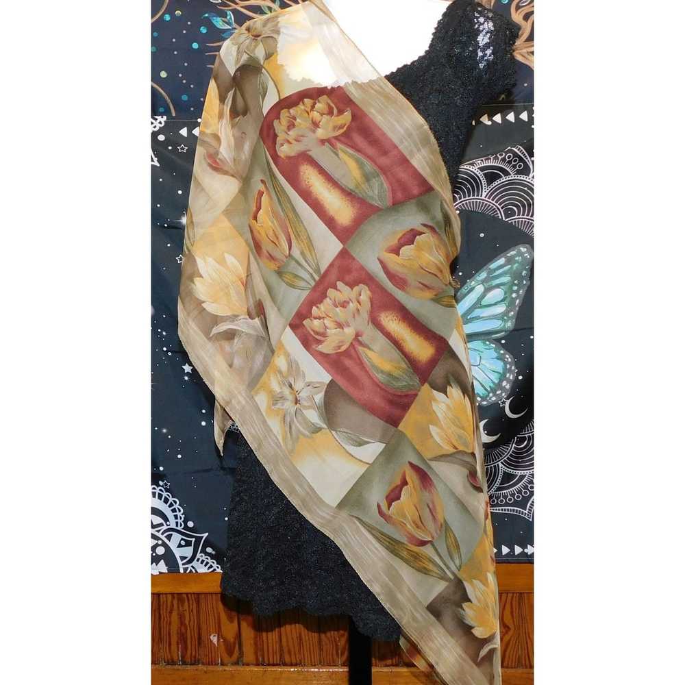 Other Sheer Floral Scarf - image 2