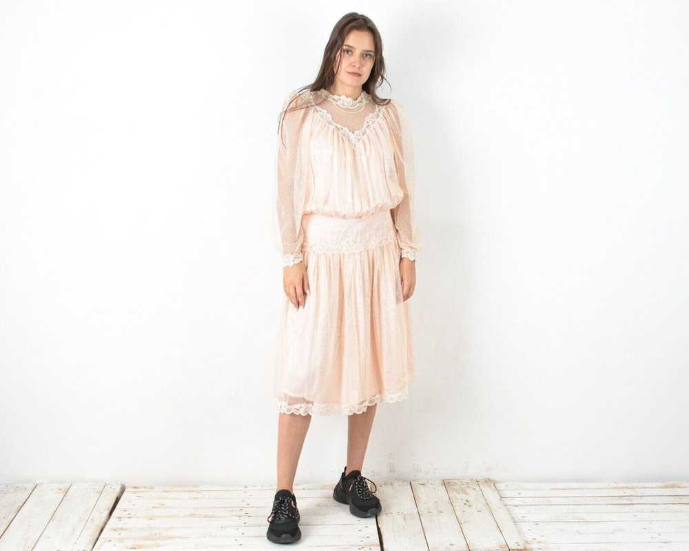 Other × Vintage Pastel Dress Italian Lace Classy … - image 1