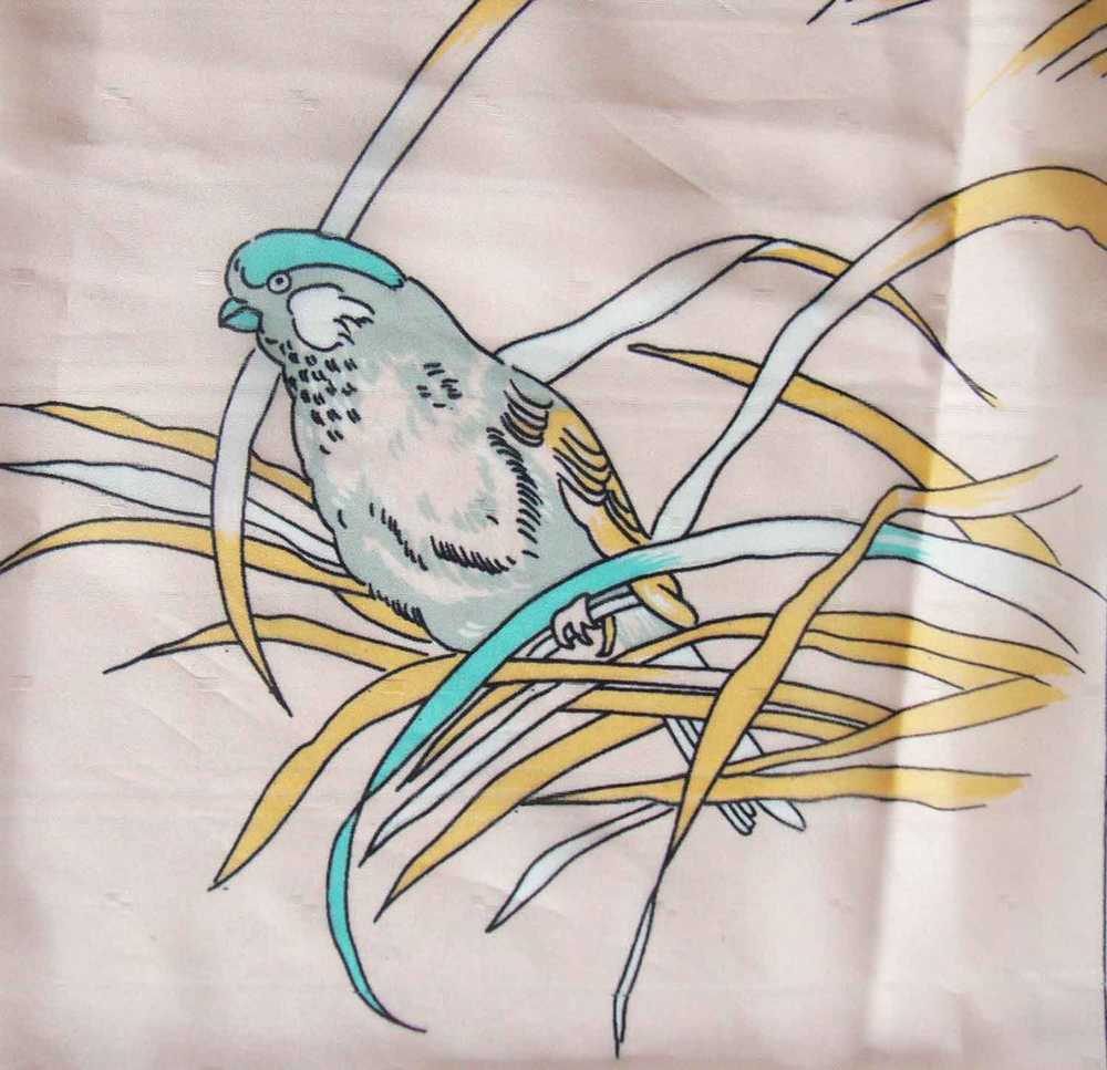 Vintage Bird Scarf Parakeet Budgie Novelty Print … - image 5