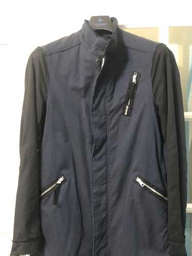 Allsaints Navy/ Black Full-lined Parka with Raw Ed