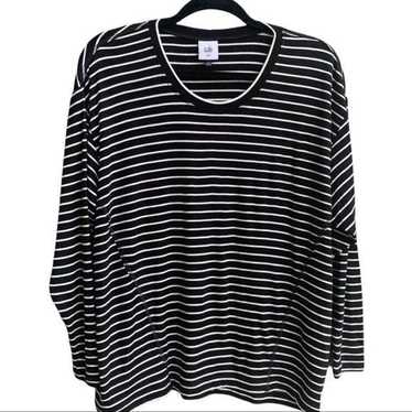 Unkwn Cabi Scoop Neck Blouse Black/White Striped … - image 1