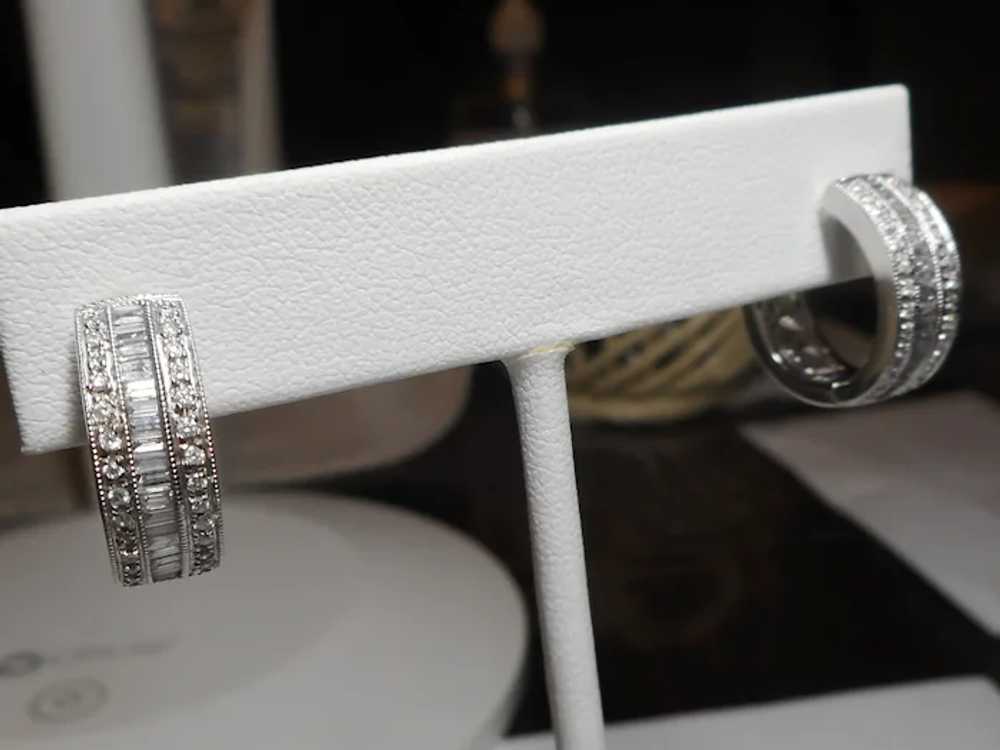 14kt Diamond Huggie Reversible Earrings - image 3