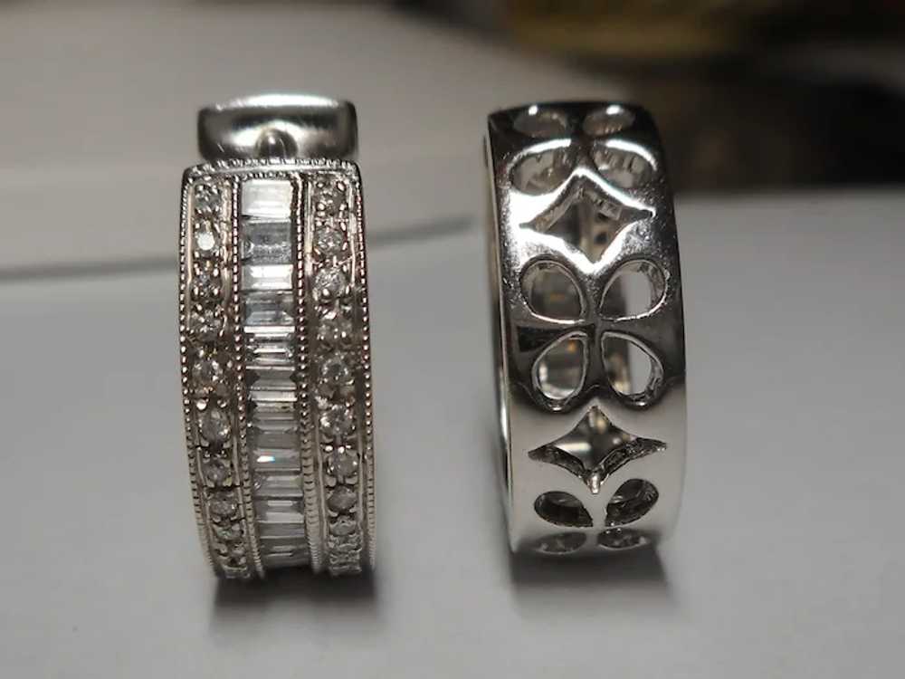 14kt Diamond Huggie Reversible Earrings - image 4