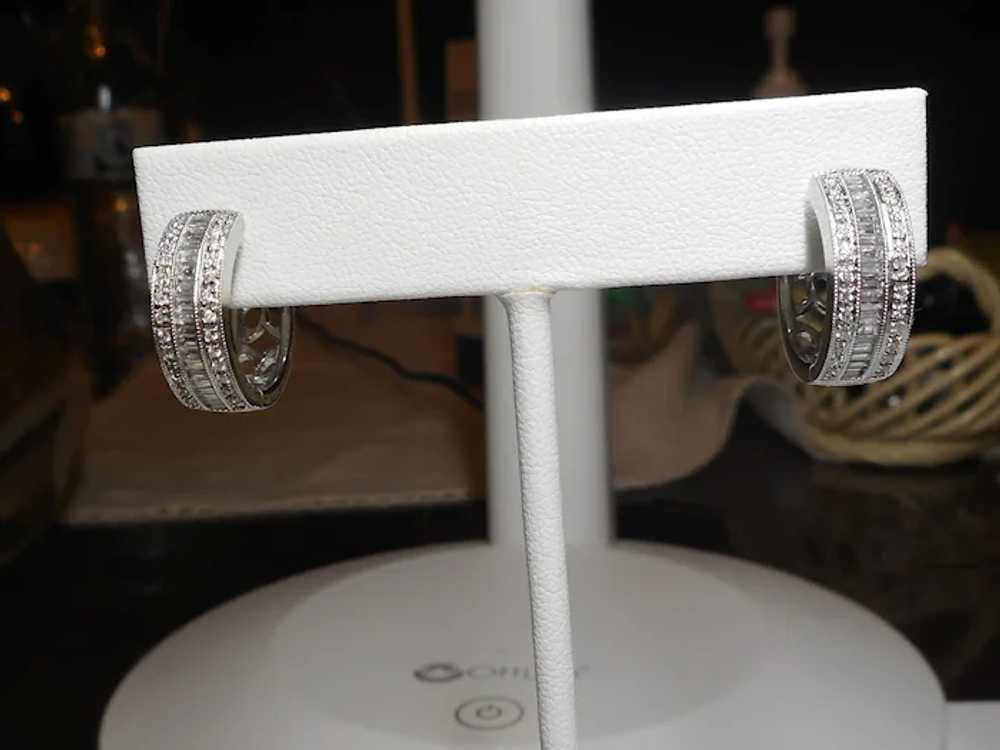 14kt Diamond Huggie Reversible Earrings - image 6