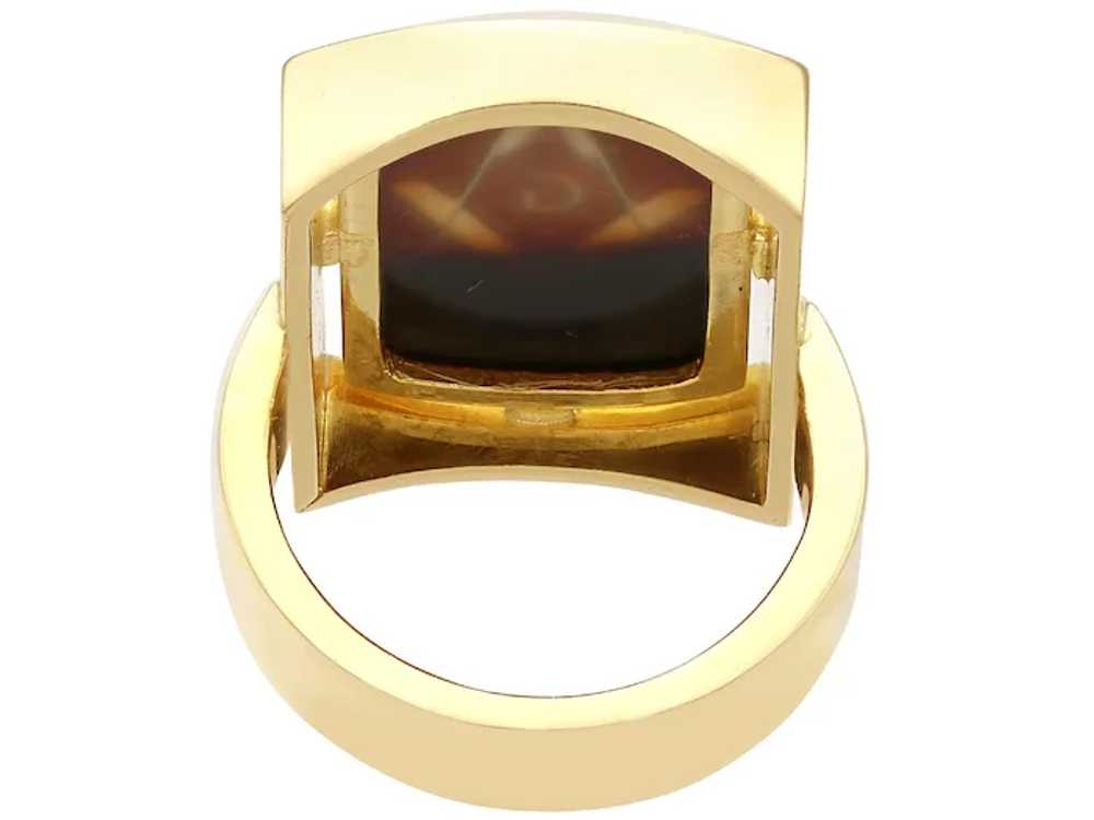Vintage 3.31ct Agate and 18ct Yellow Gold Masonic… - image 4