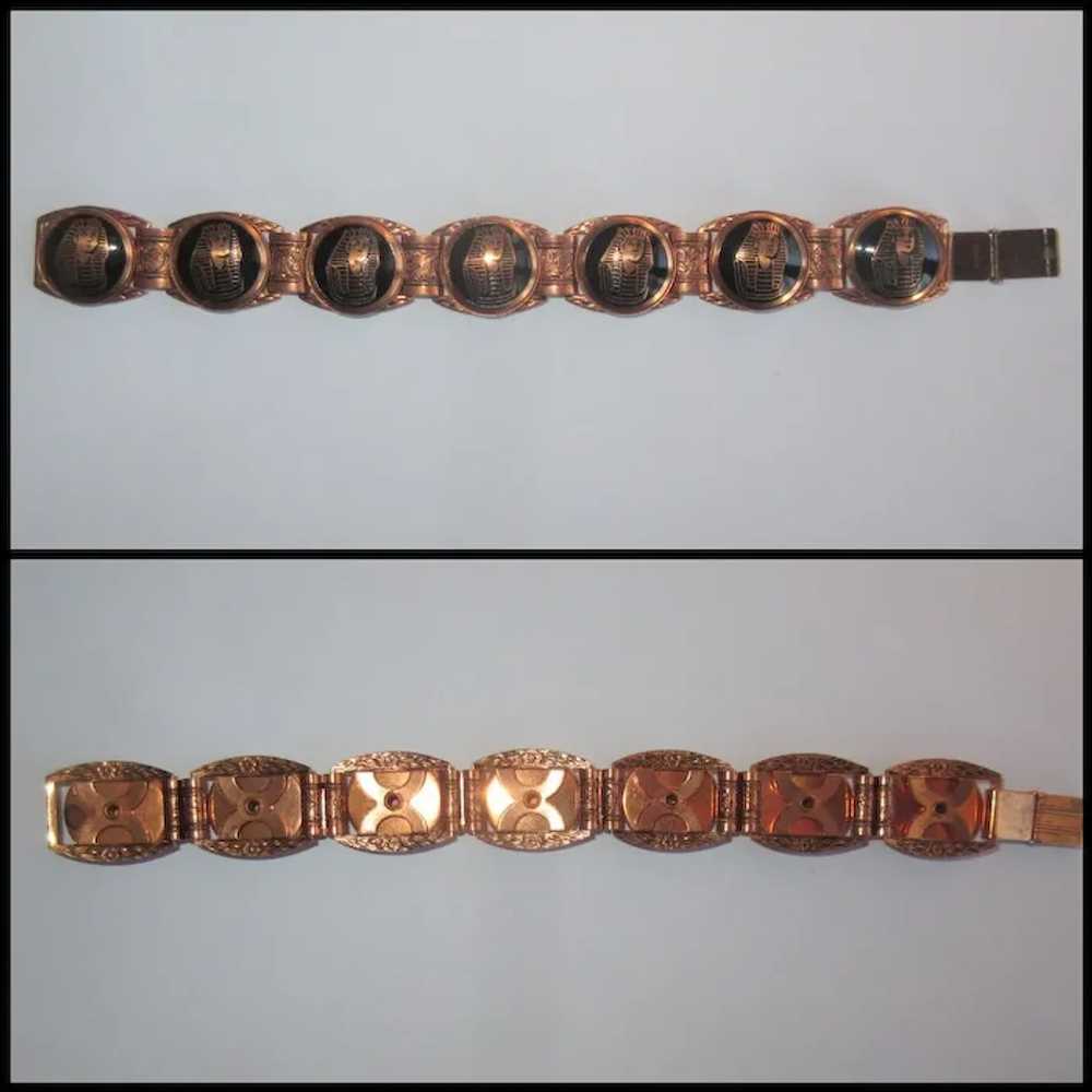 Art Deco / Egyptian Revival Bracelet, Vintage Lin… - image 4