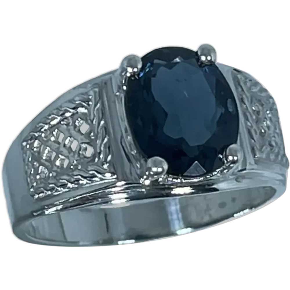 14k London Blue Topaz Male Ring, free resize - image 1