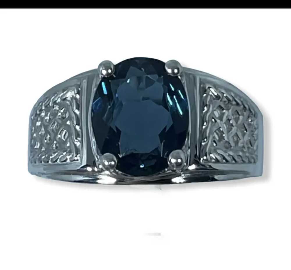 14k London Blue Topaz Male Ring, free resize - image 7