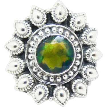 Sterling Silver Black Fire Opal Fashion Ring