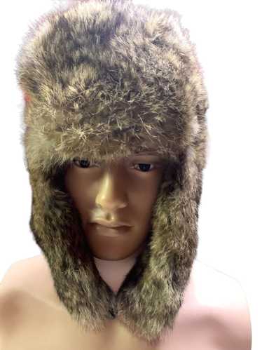 Mad Bomber LL Bean Green Nylon Trapper Hat Aviator Cap Rabbit Fur Lined XL