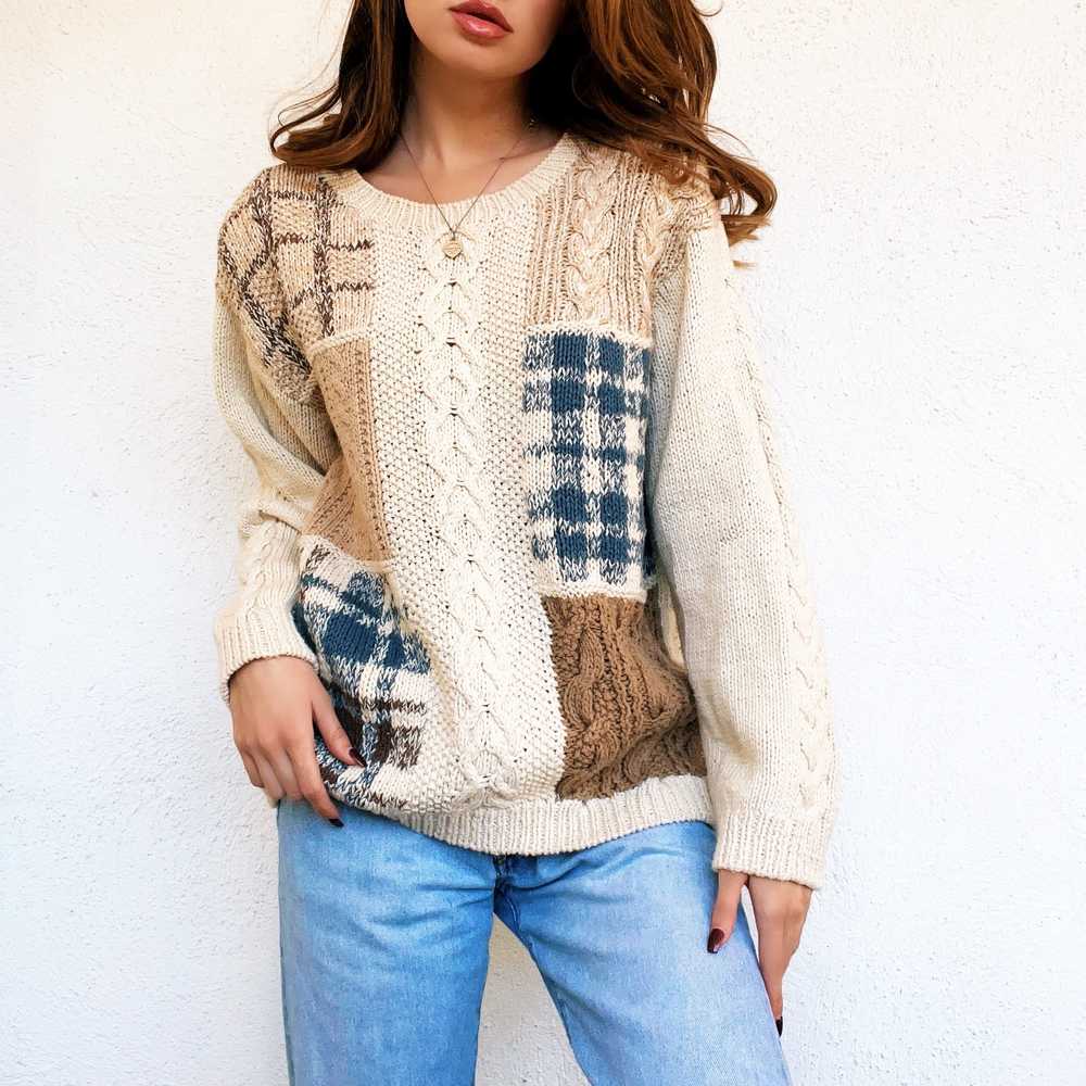 Vintage Patchwork Sweater (M) - image 2
