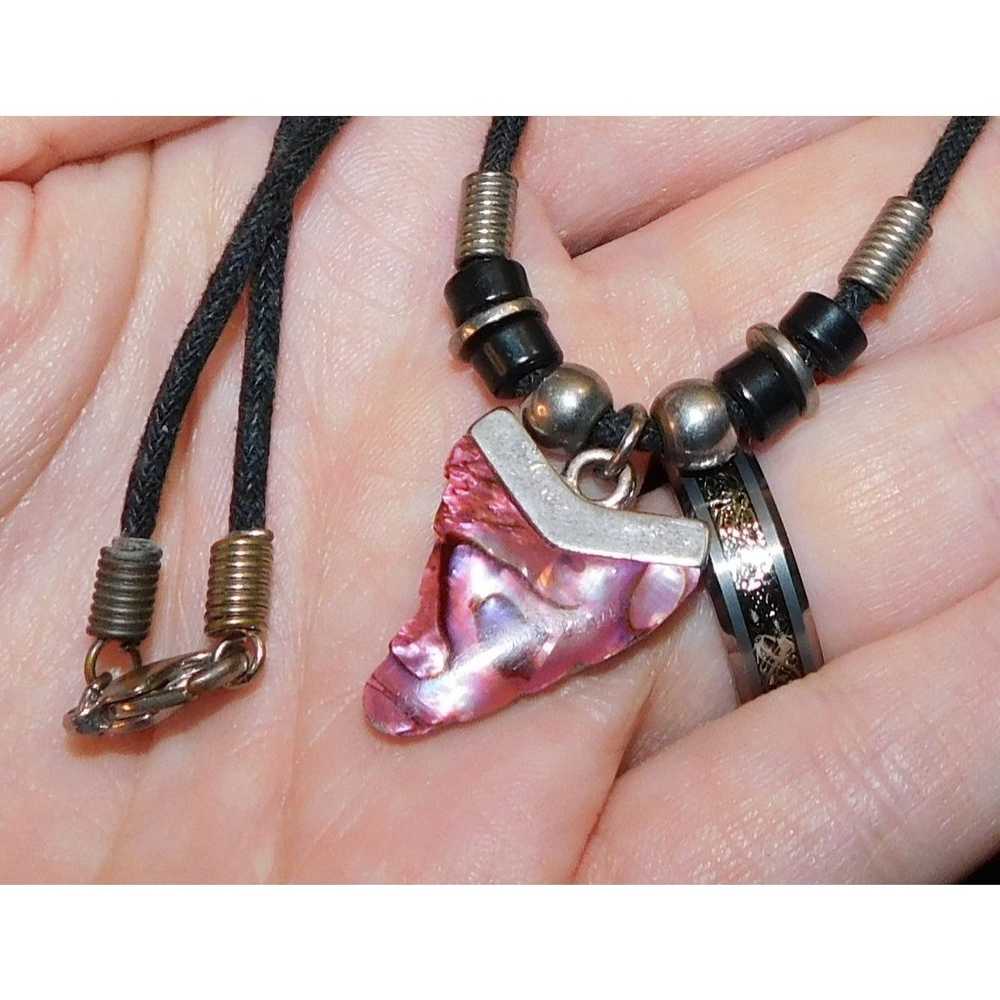 Other 90s Pink Mother of Pearl Shark Tooth Neckla… - image 10