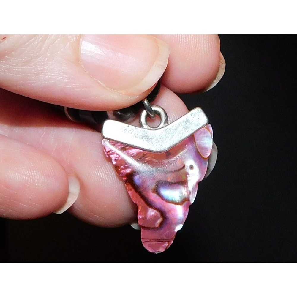 Other 90s Pink Mother of Pearl Shark Tooth Neckla… - image 2