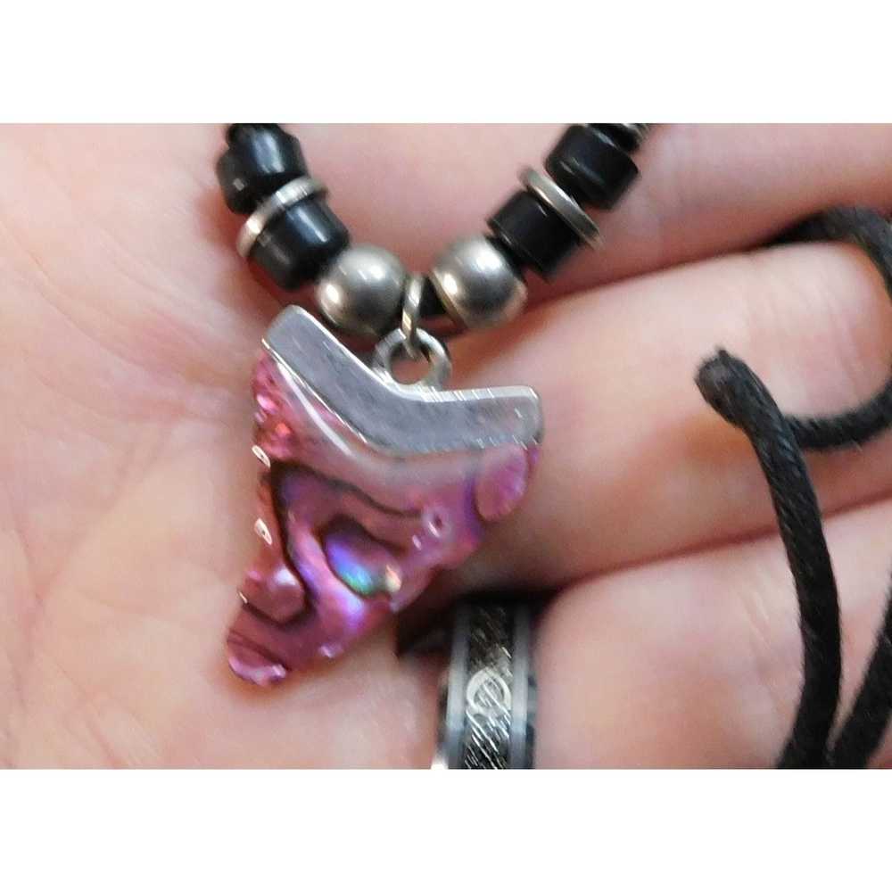 Other 90s Pink Mother of Pearl Shark Tooth Neckla… - image 5