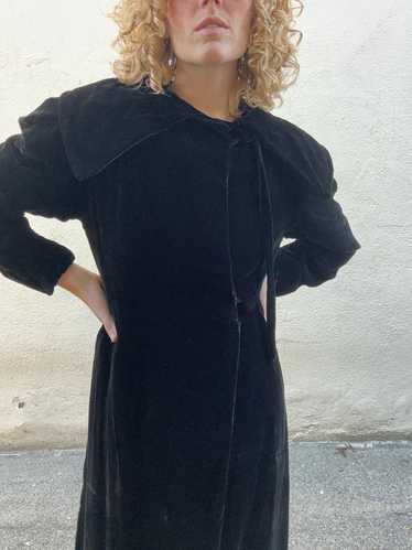 Vintage Black Velvet Long Coat