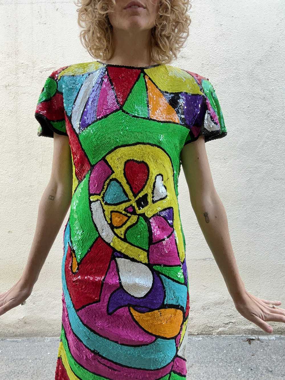 Vintage Channa Colorful Sequin Dress - image 1