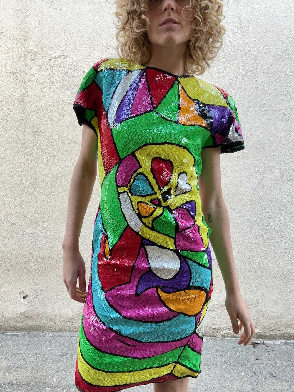 Vintage Channa Colorful Sequin Dress - image 3